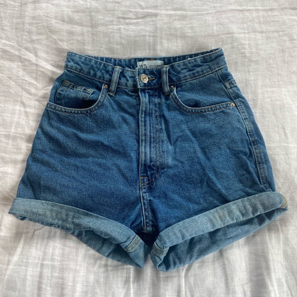 Zara mom fit denim shorts